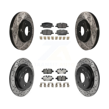 Coated Drilled Slot Disc Brake Rotors Ceramic Pad Front Rear Kit For GMC Terrain