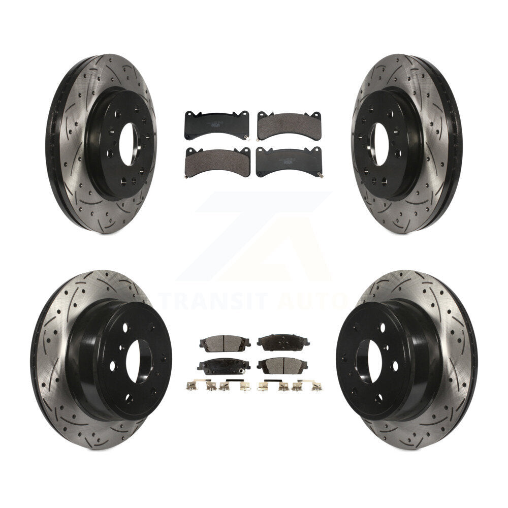 Drill Slot Brake Rotors Ceramic Pad Front Rear Kit For GMC Sierra 1500 Chevrolet