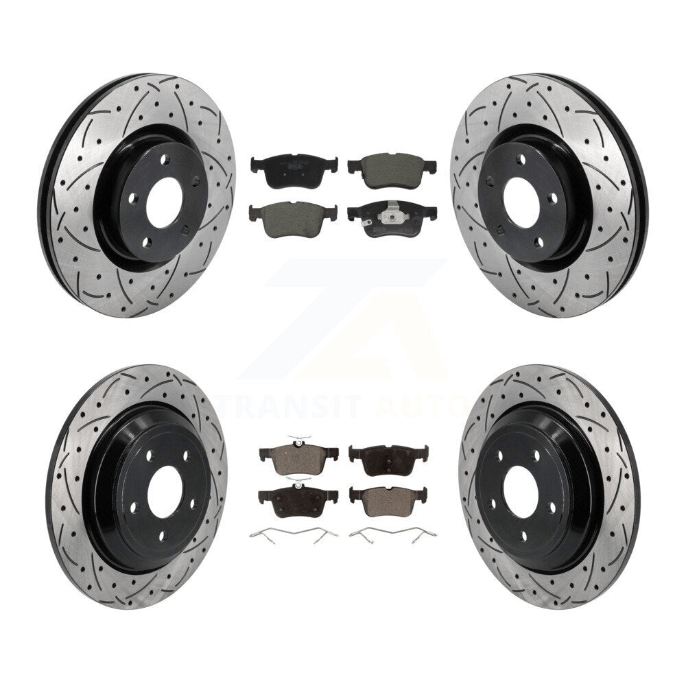 Drilled Slot Brake Rotor Ceramic Pad Front Rear Kit For Ford Escape Bronco Sport