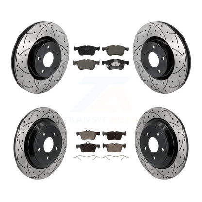 Drilled Slot Brake Rotor Ceramic Pad Front Rear Kit For Ford Escape Bronco Sport