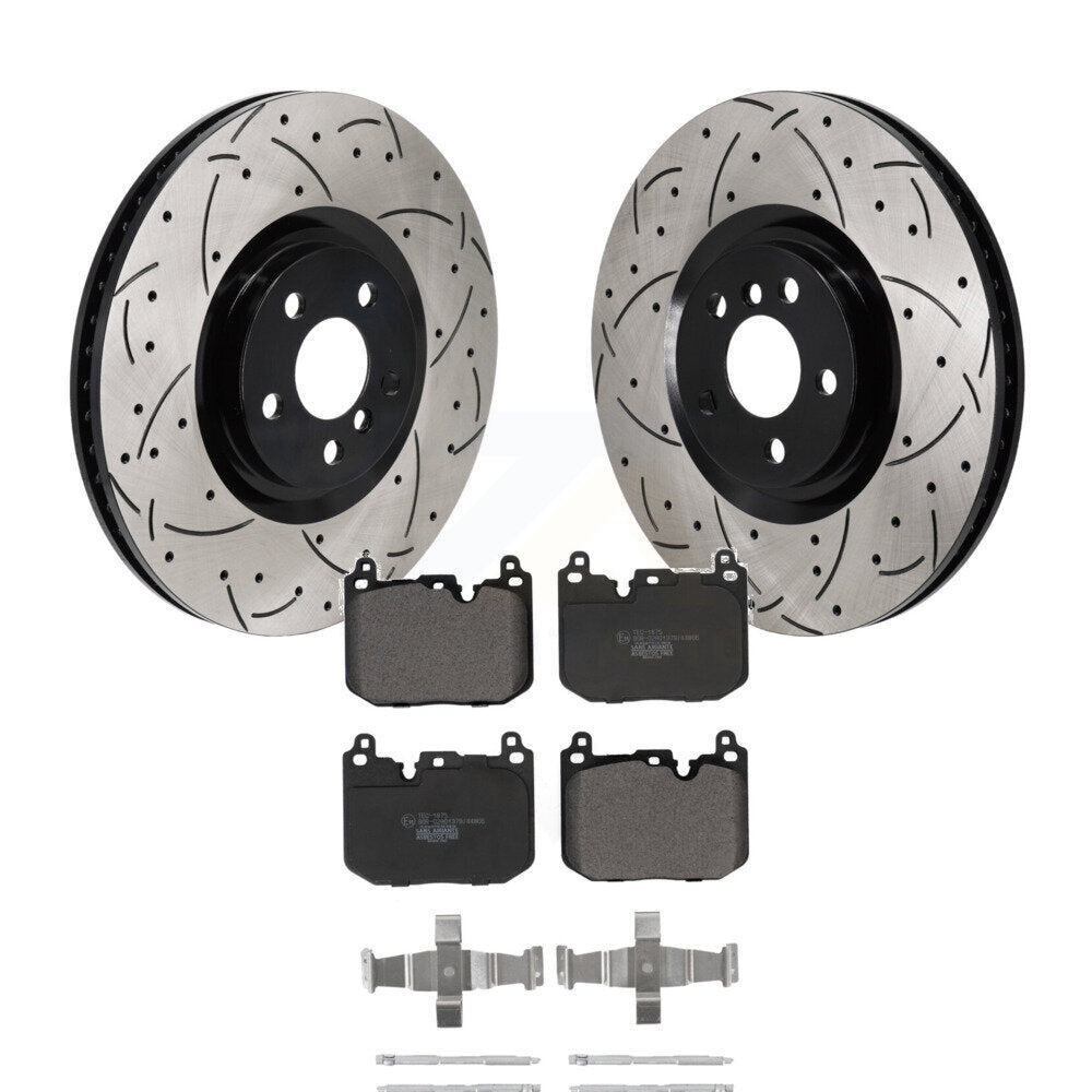 Drilled Slot Brake Rotor Ceramic Pad Front Kit For Mini Cooper Countryman BMW X2