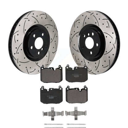 Drilled Slot Brake Rotor Ceramic Pad Front Kit For Mini Cooper Countryman BMW X2