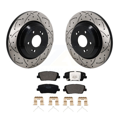 Drill Slot Disc Brake Rotor Ceramic Pad Rear Kit For Genesis G70 Kia Stinger G80