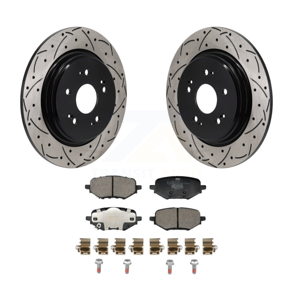 Coated Drilled Slot Disc Brake Rotor Ceramic Pad Rear Kit For Honda HR-V Clarity