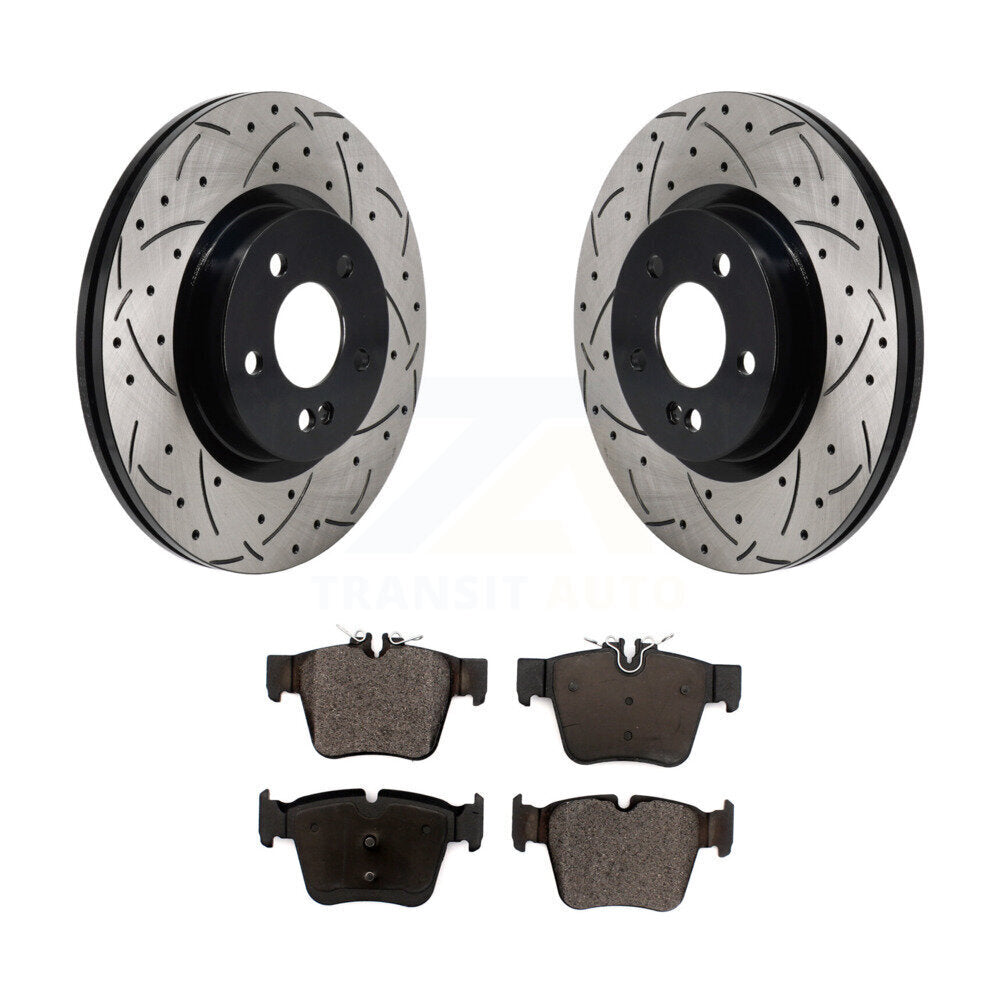 Drilled Slot Brake Rotor & Ceramic Pad Rear Kit For Mercedes-Benz GLC300 C43 AMG