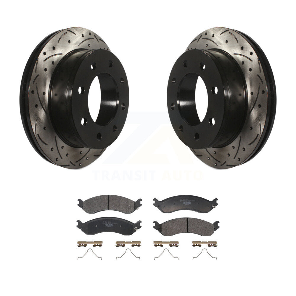 Drilled Slot Brake Rotor Ceramic Pad Rear Kit For GMC Chevrolet Savana 2500 3500