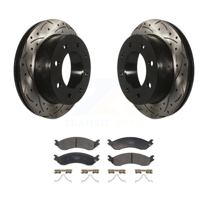 Drilled Slot Brake Rotor Ceramic Pad Rear Kit For GMC Chevrolet Savana 2500 3500