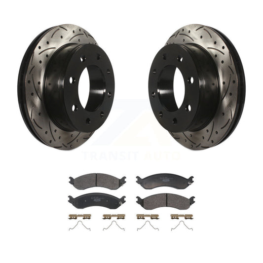 Drilled Slot Brake Rotor Ceramic Pad Rear Kit For GMC Chevrolet Savana 2500 3500