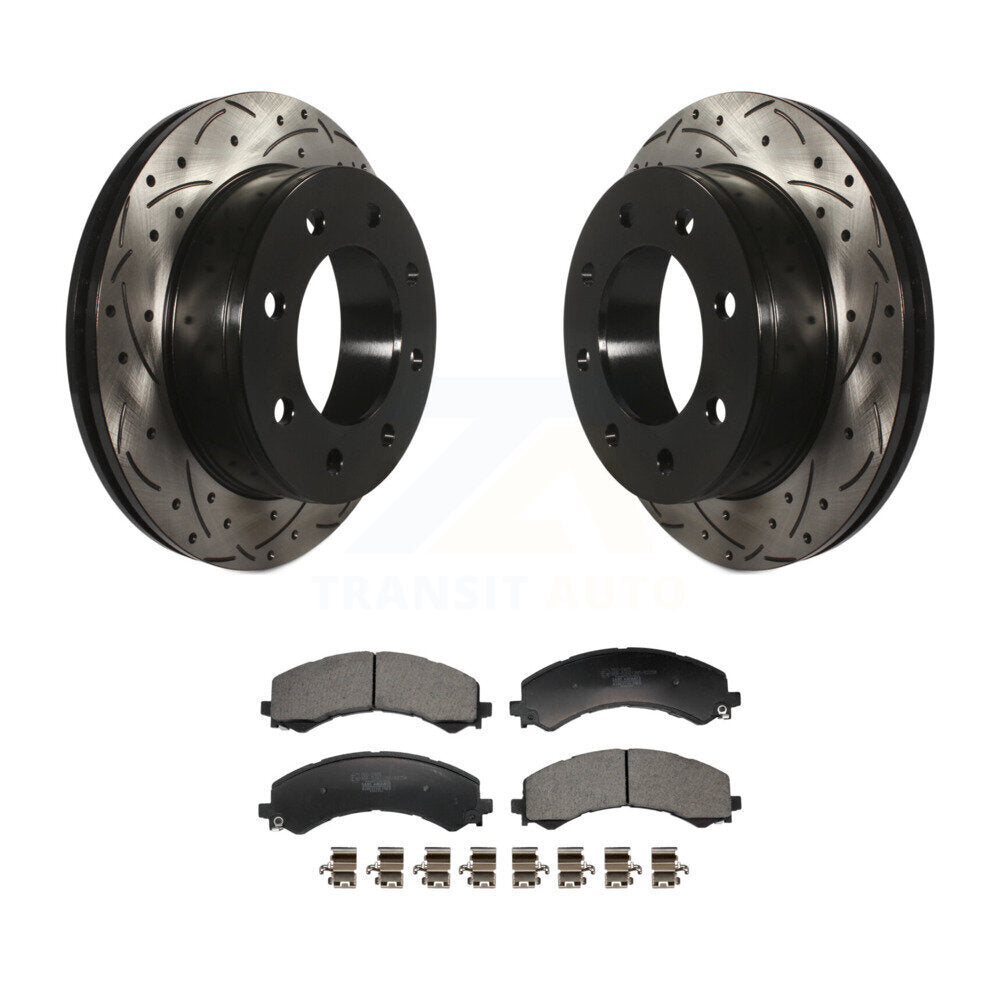Drilled Slot Disc Brake Rotor Ceramic Pad Rear Kit For GMC Savana 2500 Chevrolet