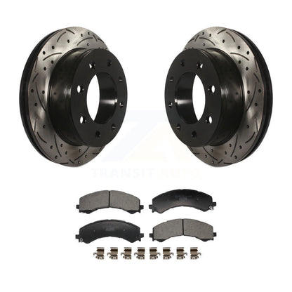 Drilled Slot Disc Brake Rotor Ceramic Pad Rear Kit For GMC Savana 2500 Chevrolet