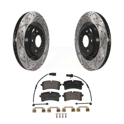 Coated Drilled Slotted Disc Brake Rotor Ceramic Pad Rear Kit For Audi A7 Quattro