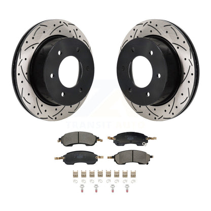 Coated Drilled Slotted Disc Brake Rotor And Ceramic Pad Rear Kit For Ford Bronco
