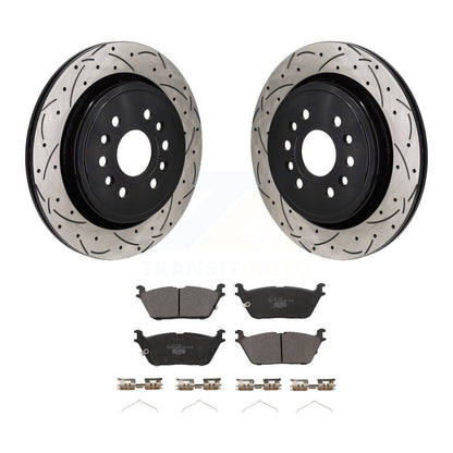 Drilled Slot Brake Rotor Ceramic Pad Rear Kit For Ram 1500 Jeep Wagoneer Grand L