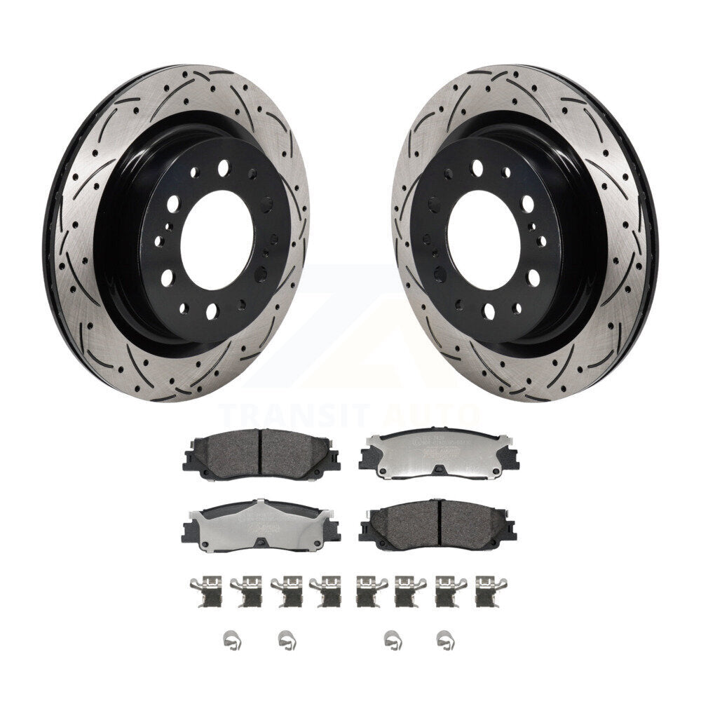 Drill Slot Disc Brake Rotor Ceramic Pad Rear Kit For Toyota Tundra Sequoia Lexus