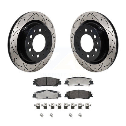 Drill Slot Disc Brake Rotor Ceramic Pad Rear Kit For Toyota Tundra Sequoia Lexus