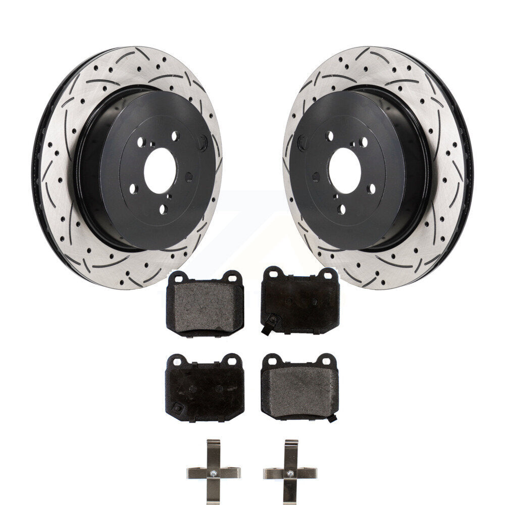 Coated Drill Slot Disc Brake Rotor Ceramic Pad Rear Kit For Subaru BRZ Toyota 86