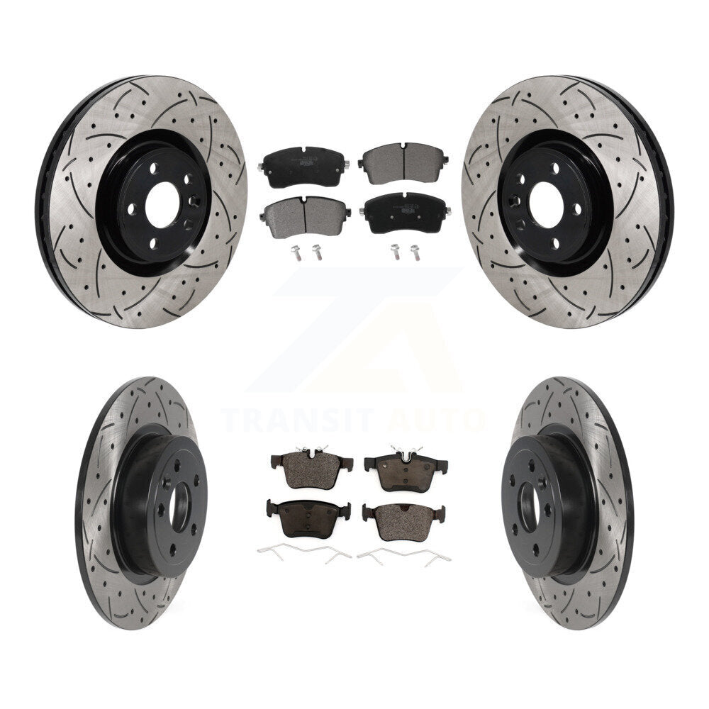 Drilled Slot Brake Rotors Ceramic Pad Front Rear Kit For Land Rover Range Evoque