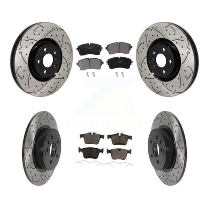 Drilled Slot Brake Rotors Ceramic Pad Front Rear Kit For Land Rover Range Evoque