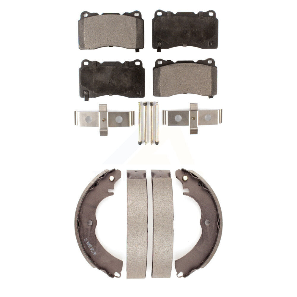 Semi-Metallic Brake Pads And Drum Shoes Front Rear Kit For Mitsubishi Lancer