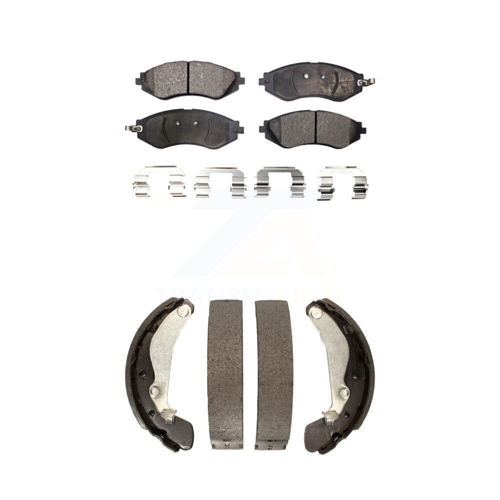 Semi-Metallic Brake Pads Drum Shoes Front Rear Kit For Chevrolet Aveo Pontiac G3