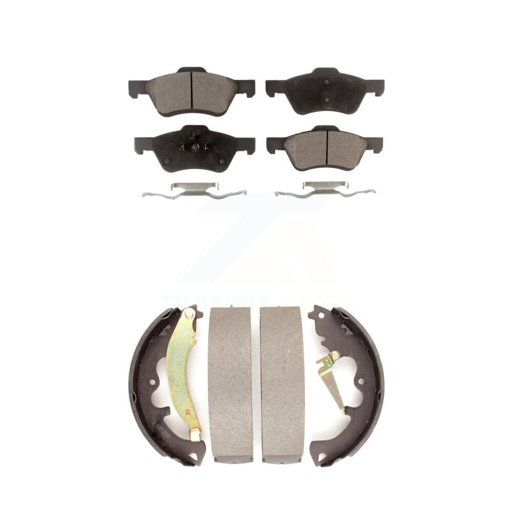 Semi-Metallic Brake Pads And Drum Shoes Front Rear Kit For Ford Escape Mercury