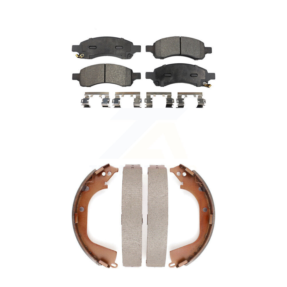 Semi-Metallic Brake Pads And Drum Shoe Front Rear Kit For Chevrolet Colorado GMC