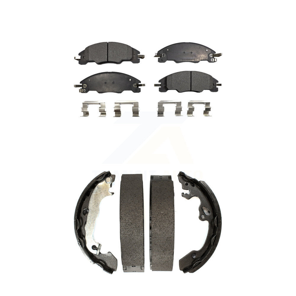 Semi-Metallic Brake Pads And Drum Shoes Front Rear Kit For 2008-2011 Ford Focus