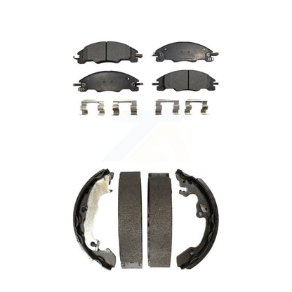 Semi-Metallic Brake Pads And Drum Shoes Front Rear Kit For 2008-2011 Ford Focus