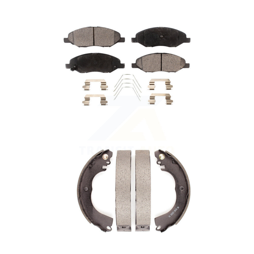 Semi-Metallic Brake Pads & Drum Shoes Front Rear Kit For 09-11 Nissan Versa 1.6L