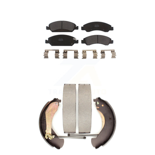 Semi-Metallic Brake Pads & Drum Shoes Front Rear Kit For Chevrolet GMC Silverado