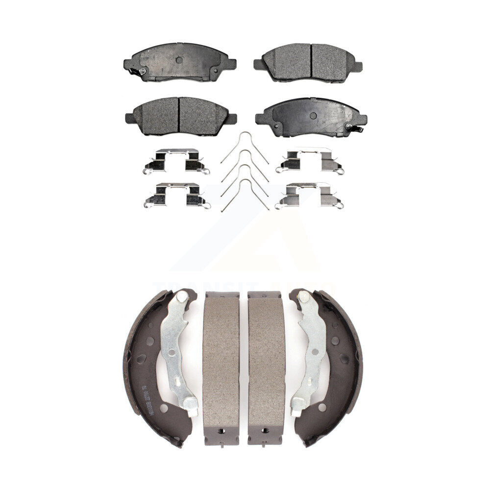 Semi-Metallic Brake Pads & Drum Shoes Front Rear Kit For Nissan Micra Versa Note