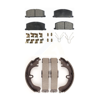 Semi-Metallic Brake Pads And Drum Shoes Front Rear Kit For Toyota Corolla Celica