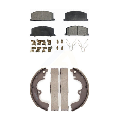 Semi-Metallic Brake Pads And Drum Shoes Front Rear Kit For Toyota Tercel Paseo