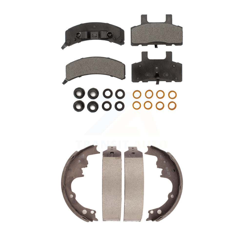 Semi-Metallic Brake Pads Drum Shoe Front Rear Kit For Chevrolet Astro GMC Safari