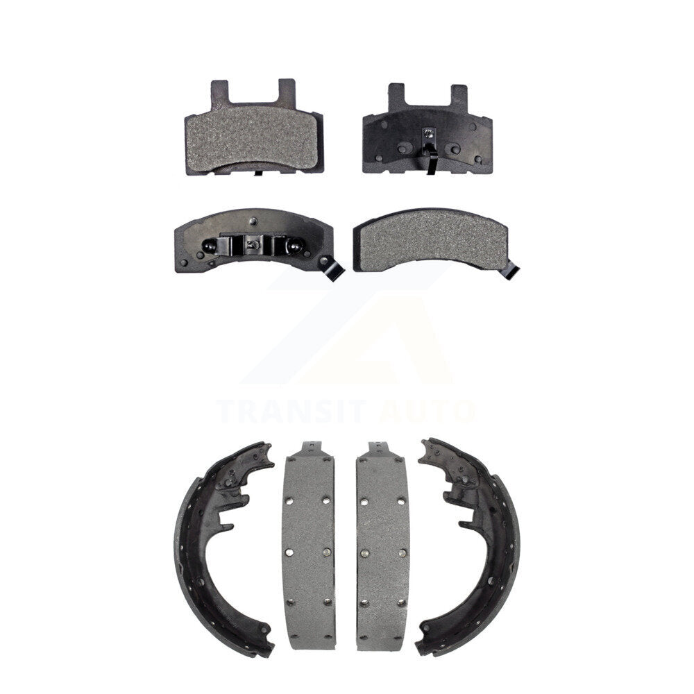 Semi-Metallic Brake Pads & Drum Shoe Front Rear Kit For Dodge Ram 2500 Chevrolet