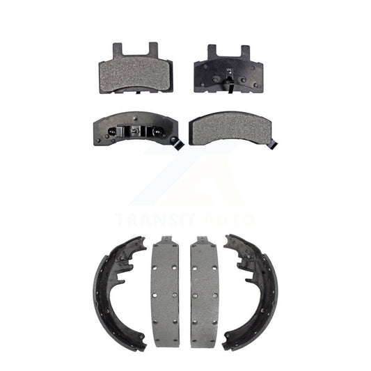 Semi-Metallic Brake Pads & Drum Shoe Front Rear Kit For Dodge Ram 2500 Chevrolet