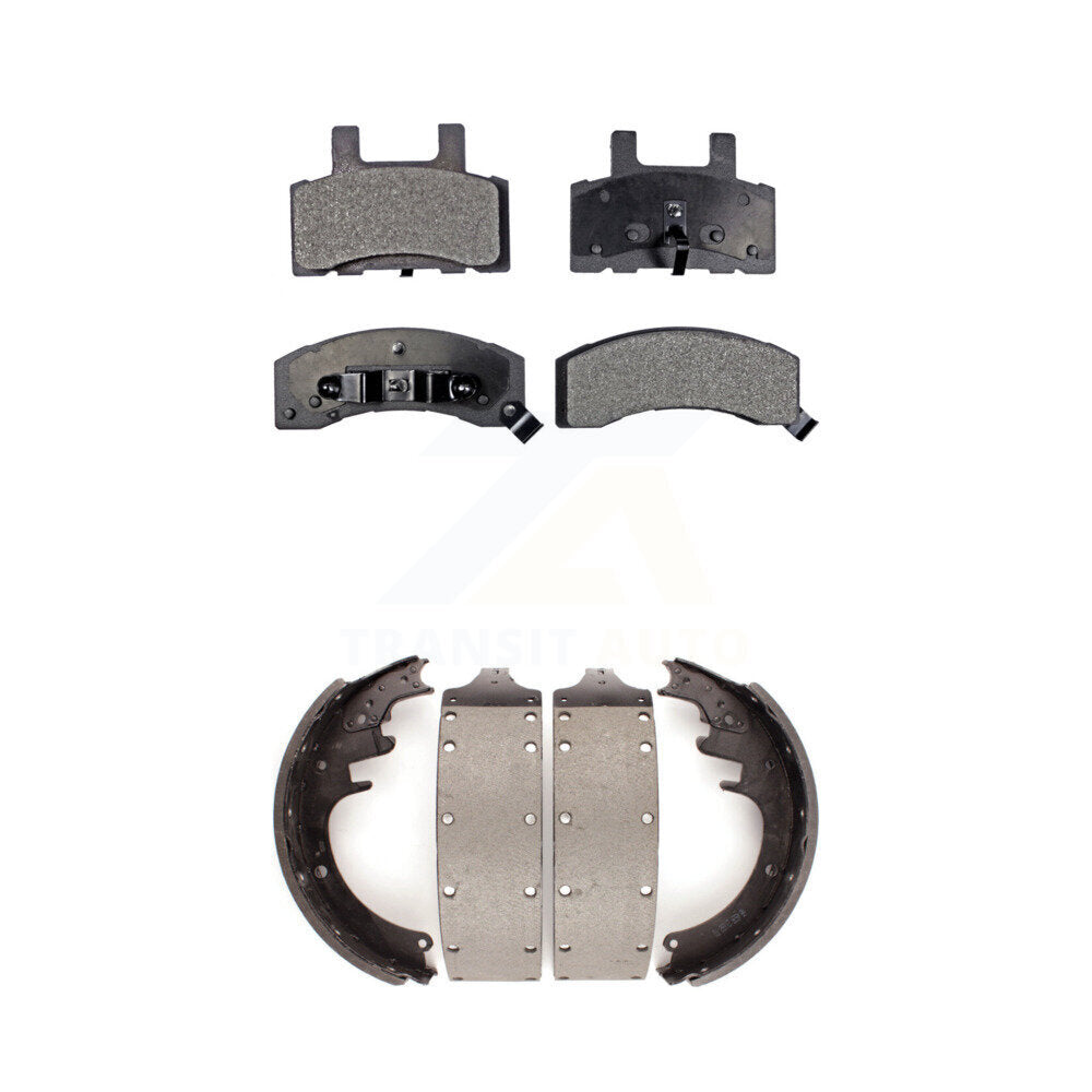 Semi-Metallic Brake Pads Drum Shoes Front Rear Kit For Chevrolet GMC K3500 Dodge