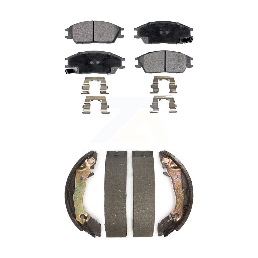 Semi-Metallic Brake Pads And Drum Shoes Front Rear Kit For Hyundai Accent Excel