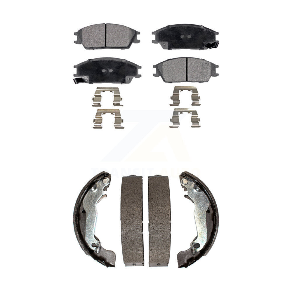 Semi-Metallic Brake Pads & Drum Shoe Front Rear Kit For 2003-2005 Hyundai Accent