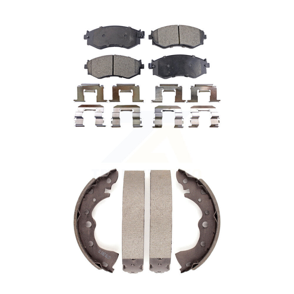 Semi-Metallic Brake Pads & Drum Shoe Front Rear Kit For 02-06 Nissan Sentra 1.8L