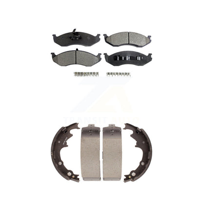 Semi-Metallic Brake Pads And Drum Shoe Front Rear Kit For Jeep Wrangler Cherokee