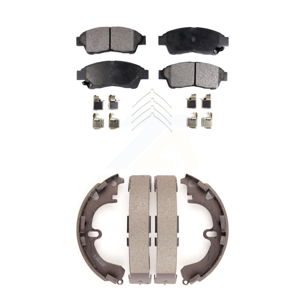 Semi-Metallic Brake Pads & Drum Shoe Front Rear Kit For Toyota Corolla Geo Prizm
