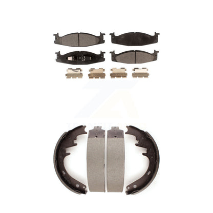 Semi-Metallic Brake Pads & Drum Shoes Front Rear Kit For Ford F-150 Bronco E-150