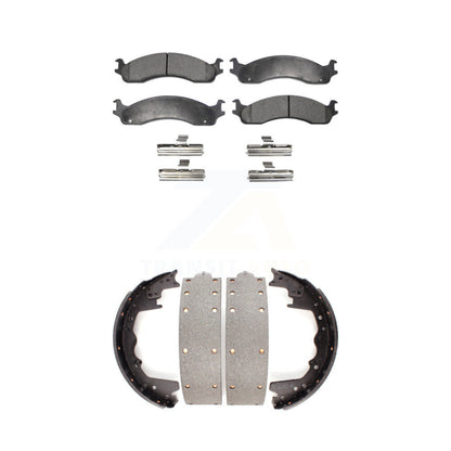 Semi-Metallic Brake Pads And Drum Shoe Front Rear Kit For Ford F-350 F-250 E-350