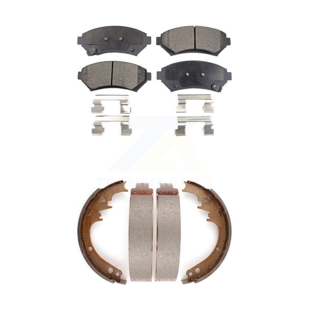Semi-Metallic Brake Pads And Drum Shoes Front Rear Kit For Cadillac DeVille
