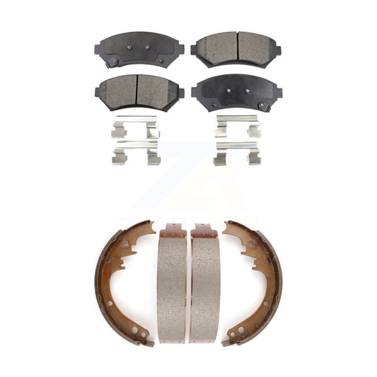 Semi-Metallic Brake Pads And Drum Shoes Front Rear Kit For Cadillac DeVille