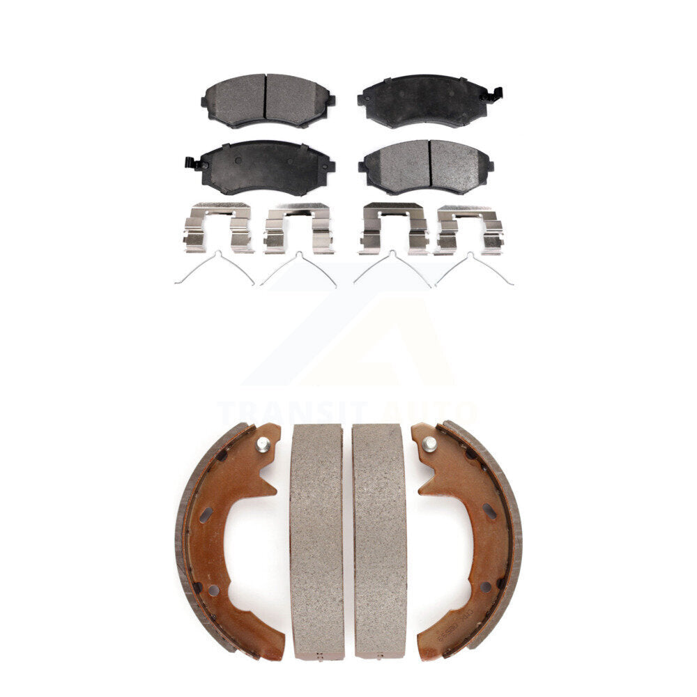 Semi-Metallic Brake Pads & Drum Shoe Front Rear Kit For 1991-1993 Hyundai Sonata