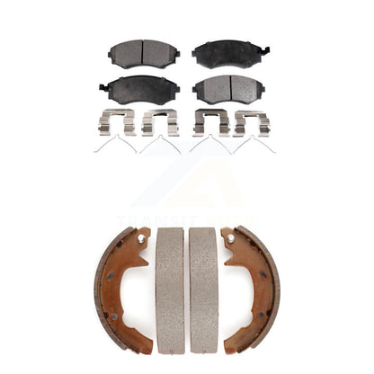 Semi-Metallic Brake Pads & Drum Shoe Front Rear Kit For 1991-1993 Hyundai Sonata