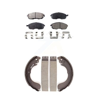 Semi-Metallic Brake Pads & Drum Shoe Front Rear Kit For Nissan Versa Sentra Cube