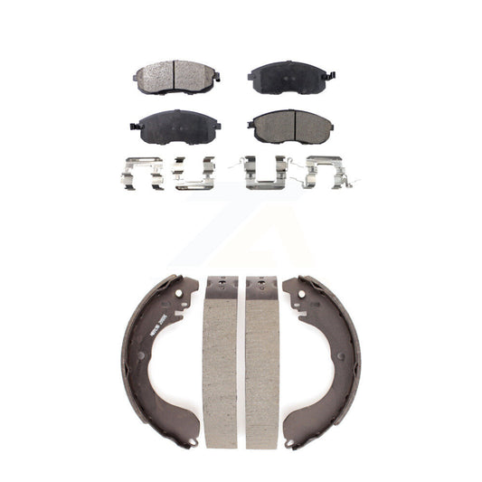 Semi-Metallic Brake Pads & Drum Shoe Front Rear Kit For Nissan Versa Sentra Cube